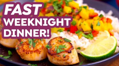 10-Minute Pan Seared Scallops with Mango Salsa