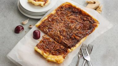 Caramelized Mushroom Puff Pastry Tarte Tatin  | EASY VEGAN RECIPE