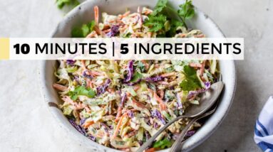 CREAMY COLESLAW RECIPE | with easy, healthy dressing!