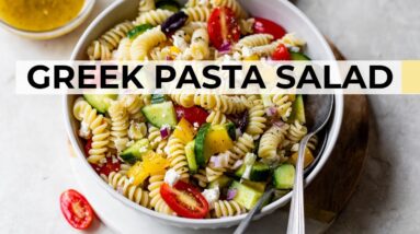 GREEK PASTA SALAD | easy, healthy recipe