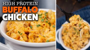 Slow Cooker Buffalo Chicken Mac & Cheese | High Protein Meal Prep