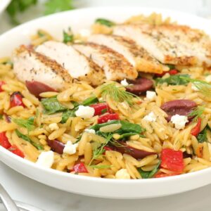 Mediterranean Chicken Orzo | 30 Minute Weeknight Dinner Recipe!