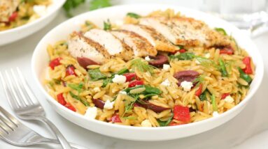 Mediterranean Chicken Orzo | 30 Minute Weeknight Dinner Recipe!