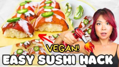 EASY VEGAN SUSHI HACK to Make Sushi Taste AMAZING ???? (easy vegan sushi recipes)