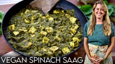 Oil-Free Vegan Spinach Saag: The BEST Plant-Based Palak Paneer!