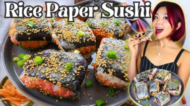 Rice Paper Sushi Rolls Recipe ???? BEST Rice Paper Hack EVER!!!