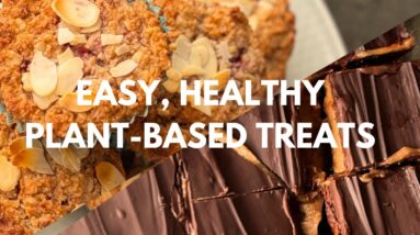 EASY HEALTHY PLANT-BASED TREATS | Bakewell Breakfast Muffins & Chocolate Peanut Caramel Squares