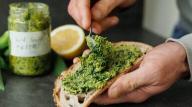 Wild Garlic Pesto foraged in County Wicklow in Ireland