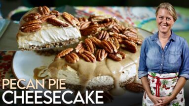 Plant-Based Pecan Pie Cheesecake Your Holiday Guests Will DEVOUR! #vegan #glutenfree