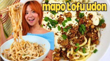 This CREAMY UDON RECIPE Went VIRAL, so I Made it IMMEDIATELY 😍 (Vegan Mapo Tofu Udon)