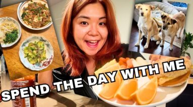REALISTIC WHAT I ATE IN A DAY (spend the day with me VLOG) | doggies, vegan skincare, life in my 30s