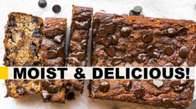 CHOCOLATE CHIP BANANA BREAD with cottage cheese (healthy recipe!)