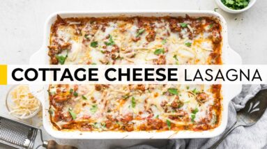 COTTAGE CHEESE LASAGNA w/ Ground Turkey & Spinach (high-protein meal prep!)