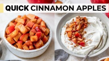 EASY CINNAMON APPLES for oats, yogurt, pancakes and more!