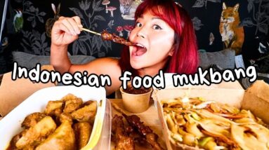 NOODLE STIR FRY & SATAY SKEWERS...VEGAN INDONESIAN FOOD MUKBANG | Munching Monday Ep.135