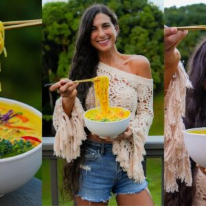 Delicious Coconut Curry Noodle Soup 🍜 Best Raw Vegan Recipe 🫚🥥 Ultimate Comfort Food 🌱