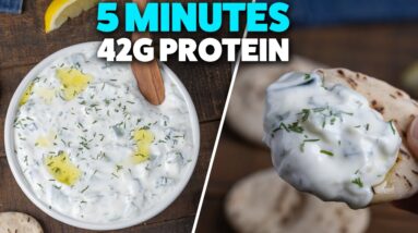 High Protein Tzatziki in 5 Minutes | Healthy Dip, Sauce, or Soup!