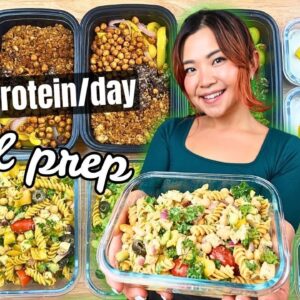 High Protein LOW CALORIE Vegan Meal Prep (~100g PROTEIN/day!) FOR BEGINNERS: weight loss friendly