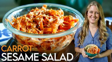 SECRET to the BEST Oil-Free Carrot Sesame Salad (Ready in Minutes!) #vegan #oilfree