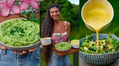 3 Easy Avocado Recipes 🥑 Avocado Whip, Green Goddess Dip & Citrus Dressing 🌿 Raw Vegan & Creamy!