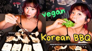 VEGAN KOREAN BBQ MUKBANG (My Favourite Way to Eat a Whole Head of Lettuce) | Munching Mondays Ep.137
